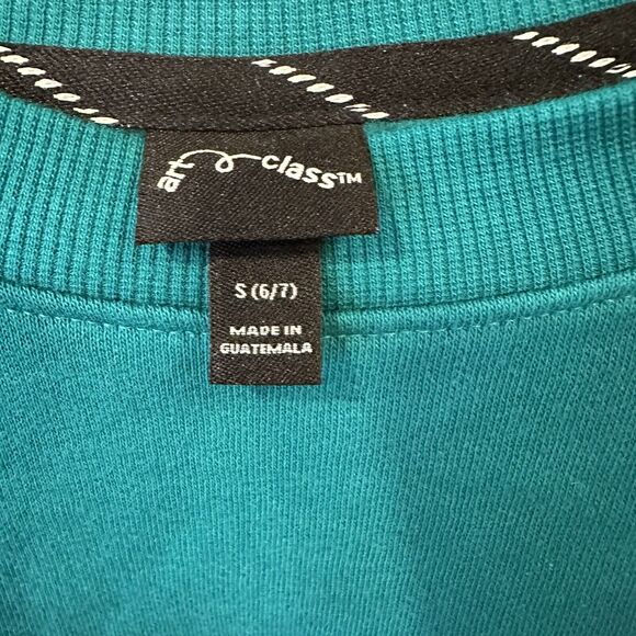 Art Class Kids S (6-7) Graphic Peace Oversized Sweatshirt Green - Picture 5 of 7